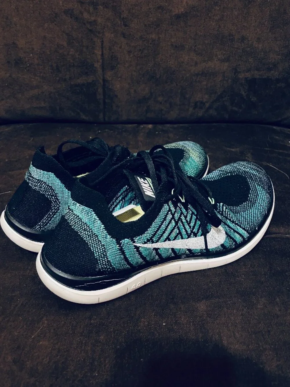 Nike Flyknit Free 4.0 Women's 10.5 US Black Sail Voltage 717076-013 42.5 EUR